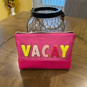 Pink 'VACAY' Zip Pouch Cosmetic Bag